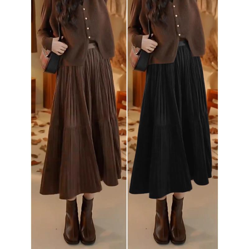 Gonna midi elegante a vita alta, linea ad A, da donna, Autunno/Inverno 2025, Ampio svaso, Design modellante.