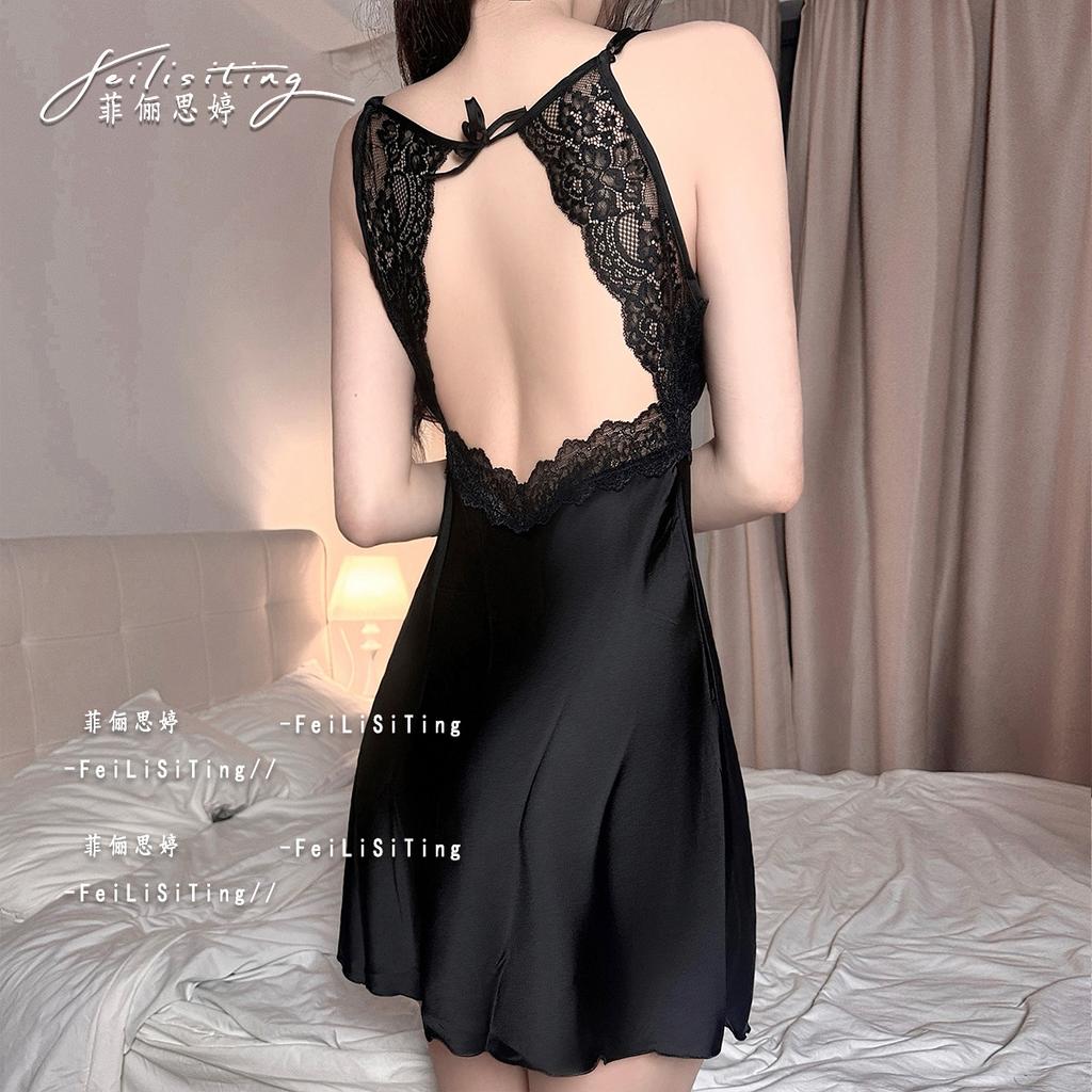 1011 French Summer Nightdress New Pure Desire Wind Sexy Pure Desire Suspender Lace Pajamas Loungewear Chest Pad Set
