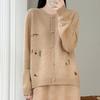 2026 Autumn/Winter Pure Wool Knit Cardigan with Lurex Cactus Embroidery