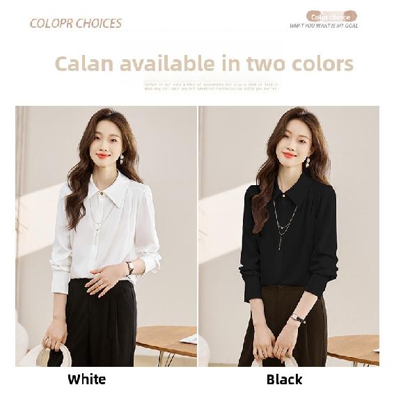 2026 Spring and Autumn New Women's Casual Solid Color Simple Long Sleeve Shirt Top