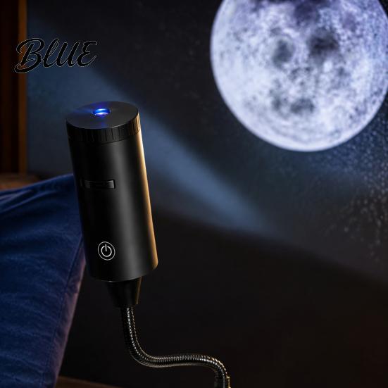 Car Ambient Light USB Projector Lamp with 2 Films Moon & Milky Way LED Projection Powered Night Light 360 Degrees Rotating for Car Bedroom Ceiling