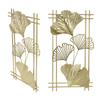 Gold Metal Wall Decor Golden Leaf Wall Hanging Decor Art Sculpture with Frame for Living Room Office Home Hotel