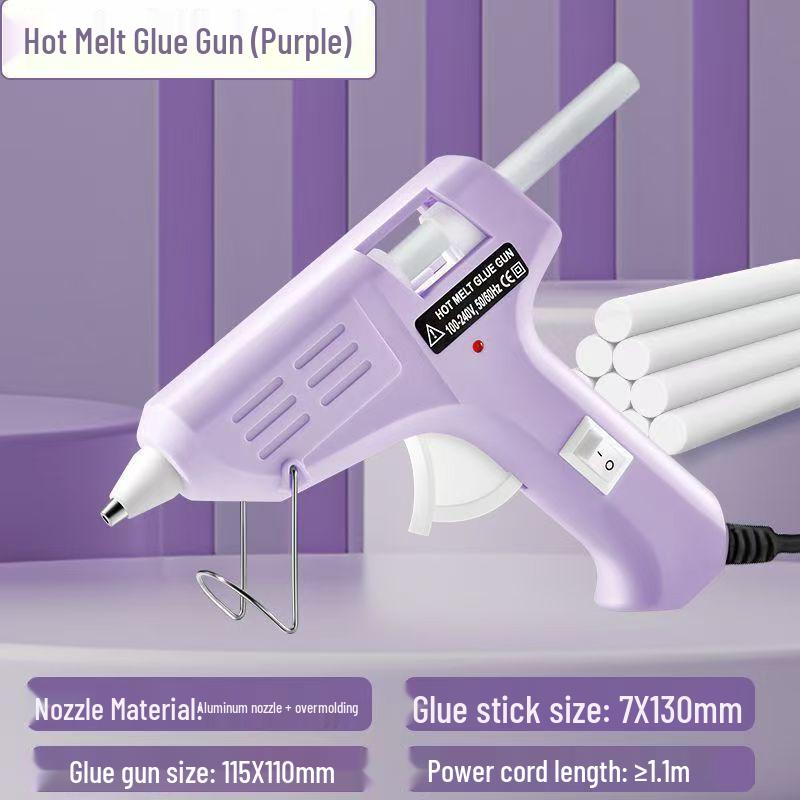 Macaron-Colored Anti-Scald Electric Glue Gun for Kids – 7mm High Viscosity DIY Tool