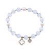2024 Women's Four-Leaf Clover Cat's Eye Stone Bracelet with Crystal Beads, Elastic Cord, Pearls, and Transfer Beads