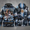Three Stars Argentina Champion Commemorate Children's Hoodie, Kempes & Maradona& Messi Graphics Argentina Football Hoodie