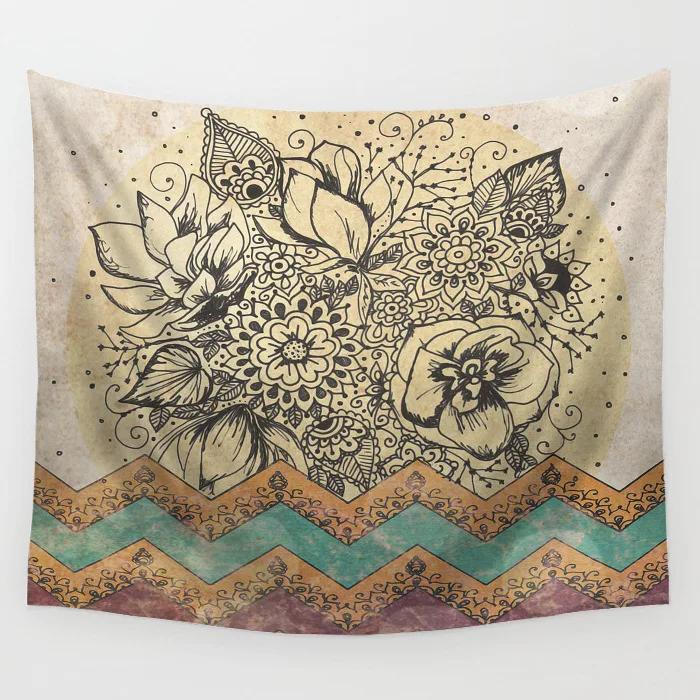 Tapestry Wall Covering Rug Boho Bedspread Home Decor Shiny Mandala Pattern Hippie Hanging