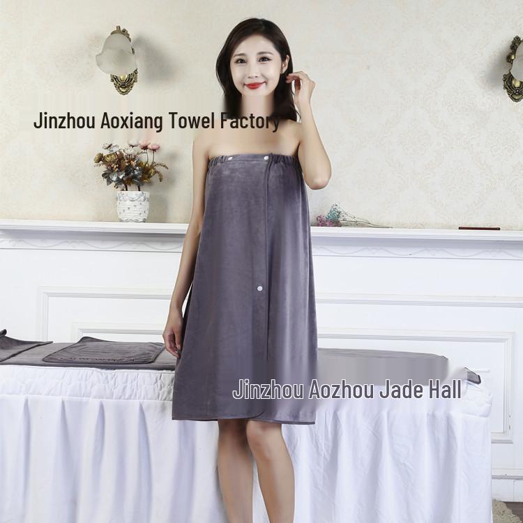 Wrap Chest Bath Towel for Women - Strapless Sauna Skirt with Buckle, Absorbent & Soft, Engraved Logo