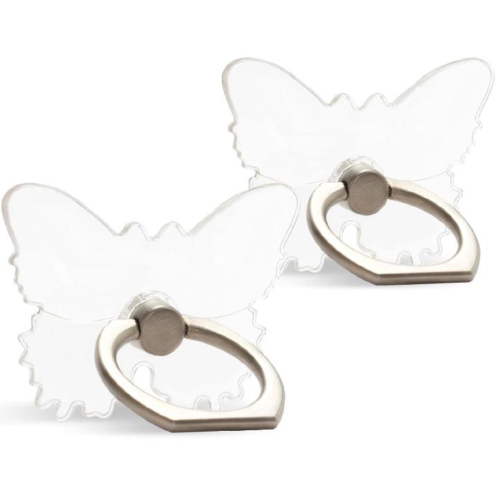 [2 Pack] Transparent Finger Ring Cell Phone Ring Holder Stand,360 Degree Rotation and 180 Degree Adjustable Finger Ring Kickstand with Polished