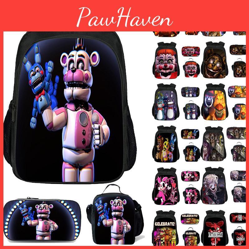 Vibrant Five Nights At Freddys Backpack Set With Lunch Bag And Pencil Case
