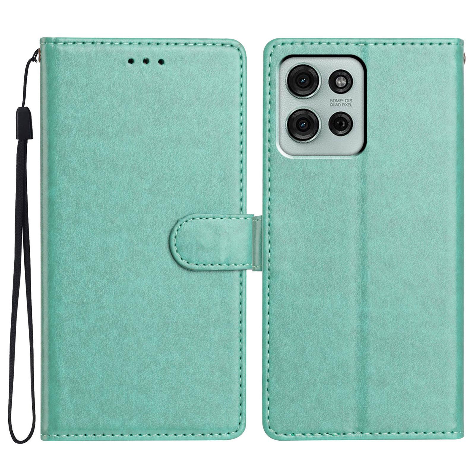 

For Motorola Moto G86 5G Leather Case Wallet Stand Phone Cover with Handy Strap Green