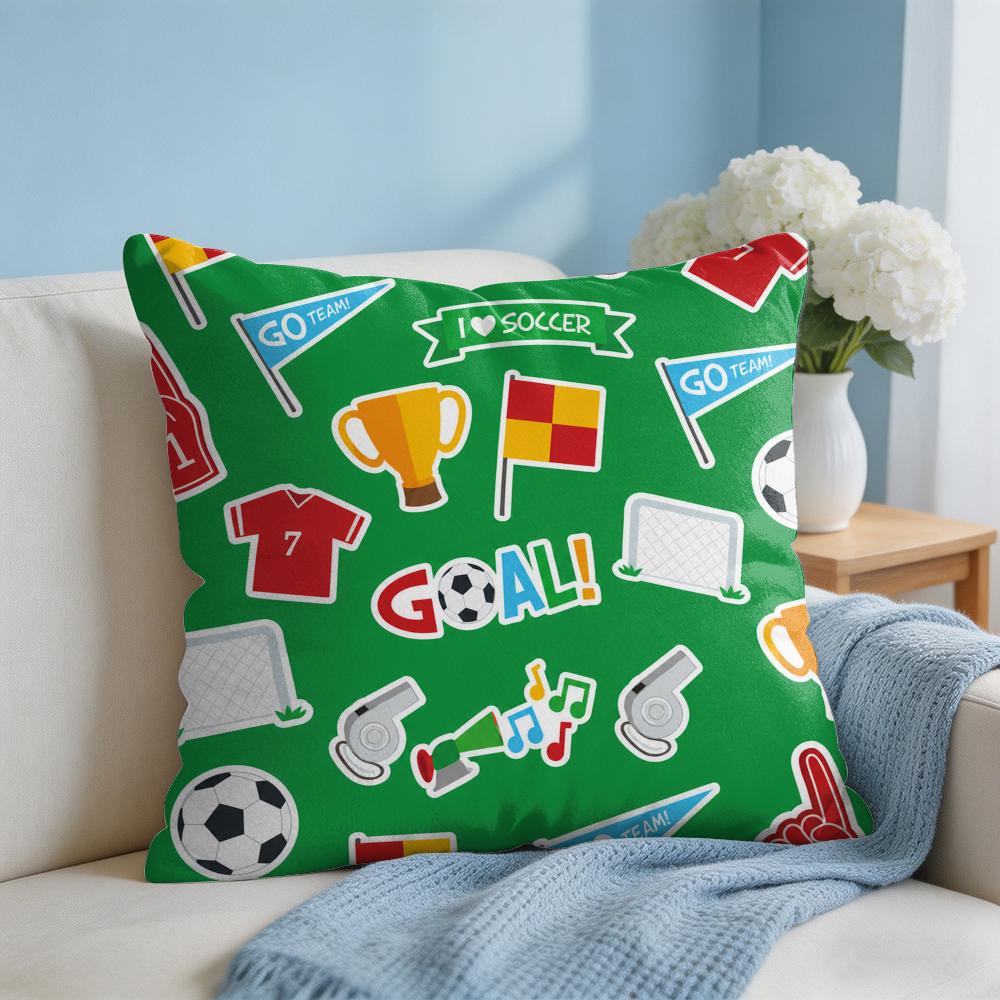 Sports Meet Cushion Cover Short Plush Soft DoubleSided Printing Pillow Case Cozy Sofa Bedroom Home Decor Gift