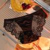 Luxury Satin Lace Panties Women Metal Hollow Out Transparent Mesh Seductive Triangle Underwear Comfort Fit Elegant Design