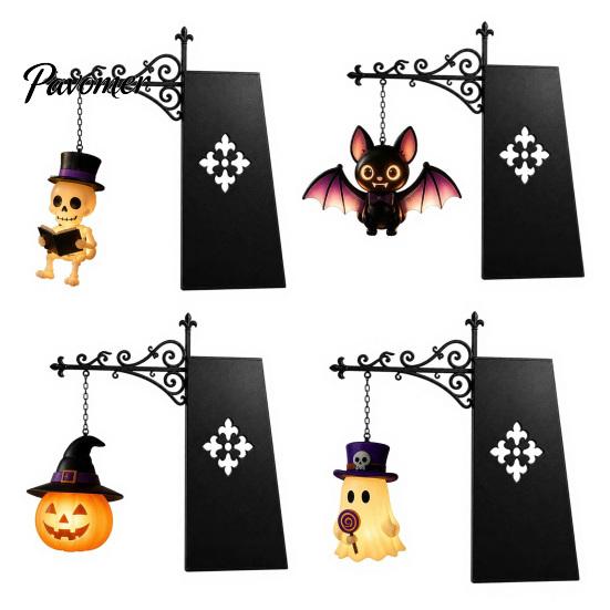 Buch Ecke Verzierung Halloween Eisen Bibliothek Lampe, Vintage Bücherregal Licht mit Geist Kürbis Fledermaus Einzigartiges Geschenk für Liebhaber Anhänger, Leseecke