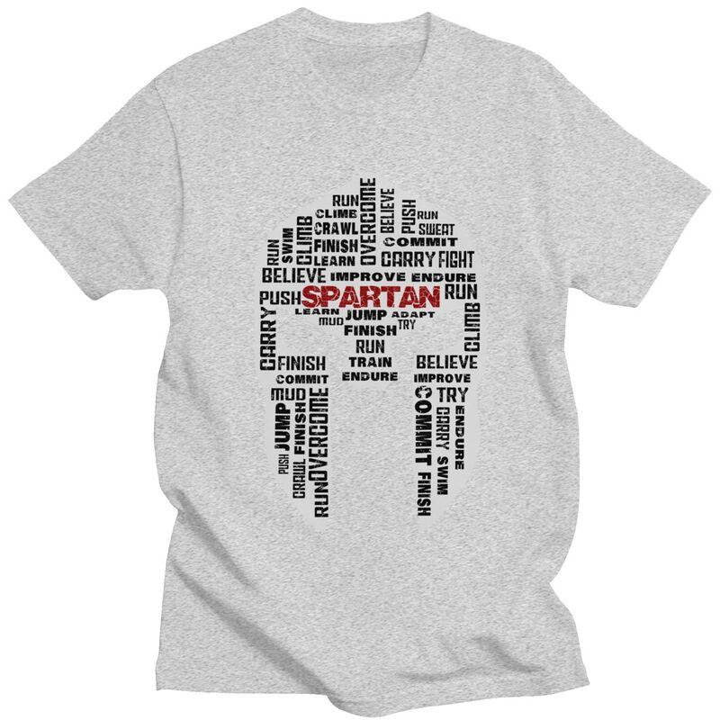 Custom Spartan Race Helmet Tshirt for Men Short Sleeves T Shirt Fashion Sparta Spirit Tshirts Loose Fit Pure Cotton Tees Gift