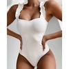 Sexy One Piece Swimsuit Women Solid Ruffle Swimwear Push Up Monokini Bathing Suits Summer Beachwear