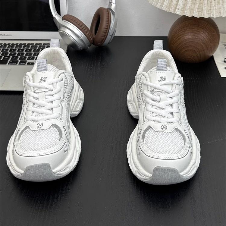 New Small Leather Dad Shoes Women's Autumn 2025 New White Platform Sneakers Breathable Height-increasing Shoes