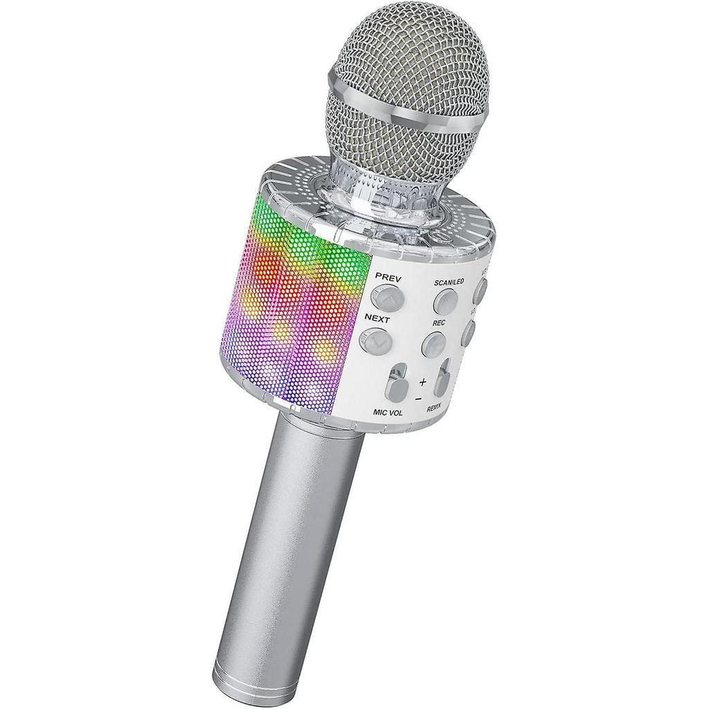 Karaoke Wireless Microphone, Bluetooth Dancing LED Lights Handheld Portable Speaker Karaoke Machine