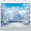Winter-Weihnachts-Hintergrund - Eis- und Schneeschloss-Fotografie-Hintergrund, geeignet für Fotokabinen und verschiedene Anlässe