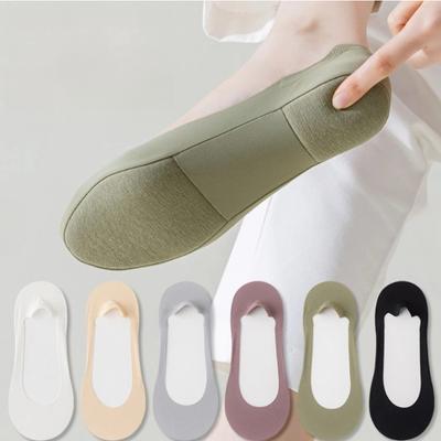 Ice Silk Boat Socks for Women Thick Sponge Bottom Sweat Absorption Shockproof Anti Slip Silicone High Heel Invisible Socks