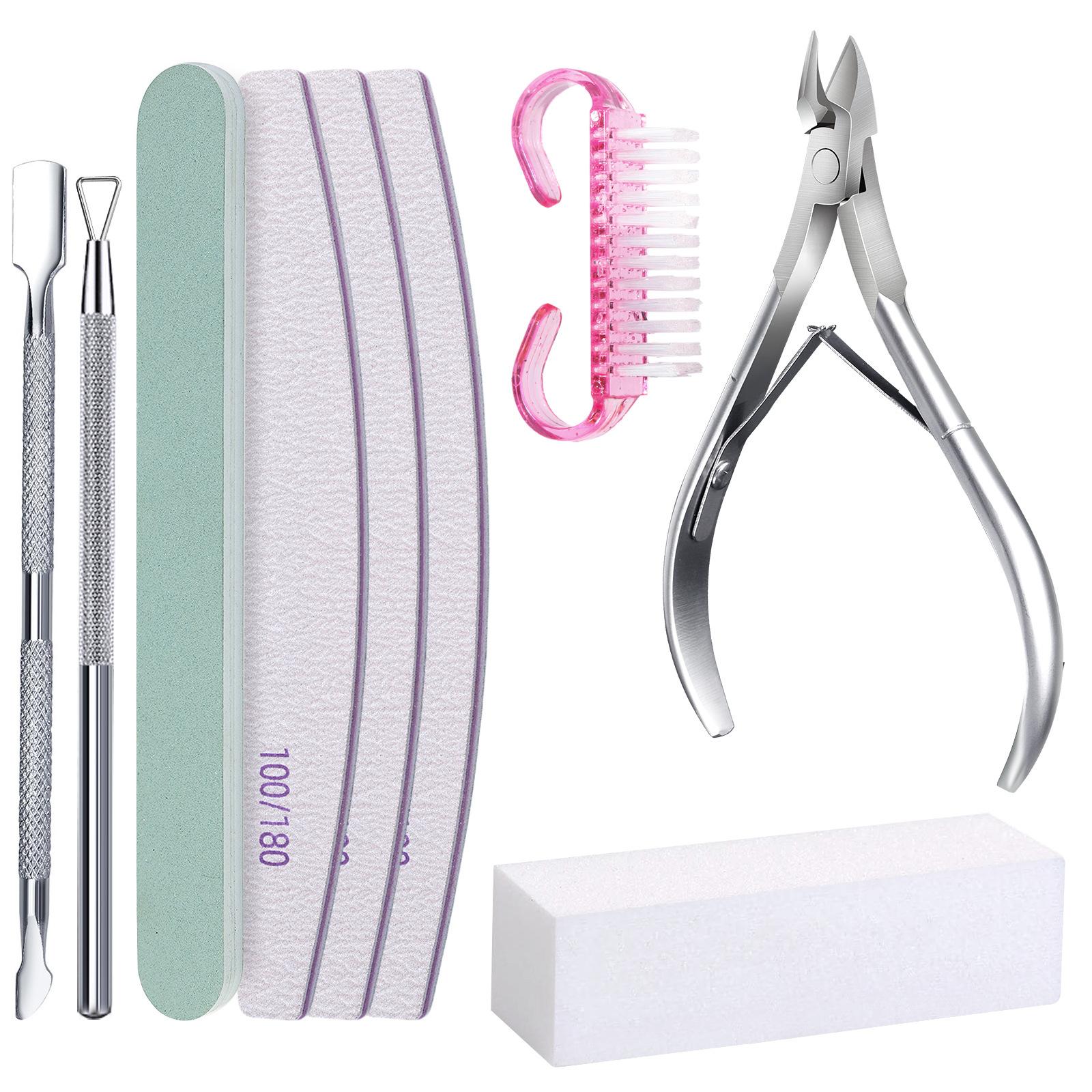 

9 Pcs Nail Files And Buffer Block Cuticle Nippers Set For Manicure And Pedicure Includes Emery Boards And Brush Tools