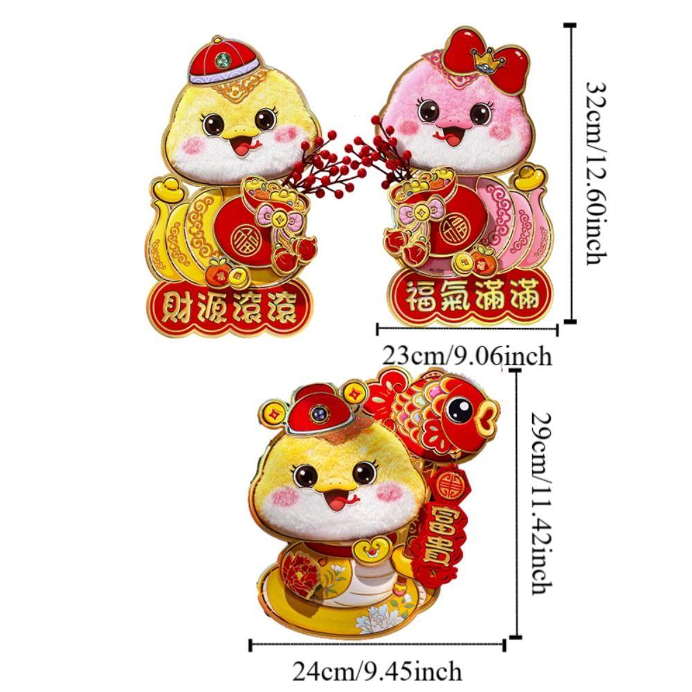 Three-dimensional Snake Year Door Stickers Chinese Style Window Sticker Lunar New Year