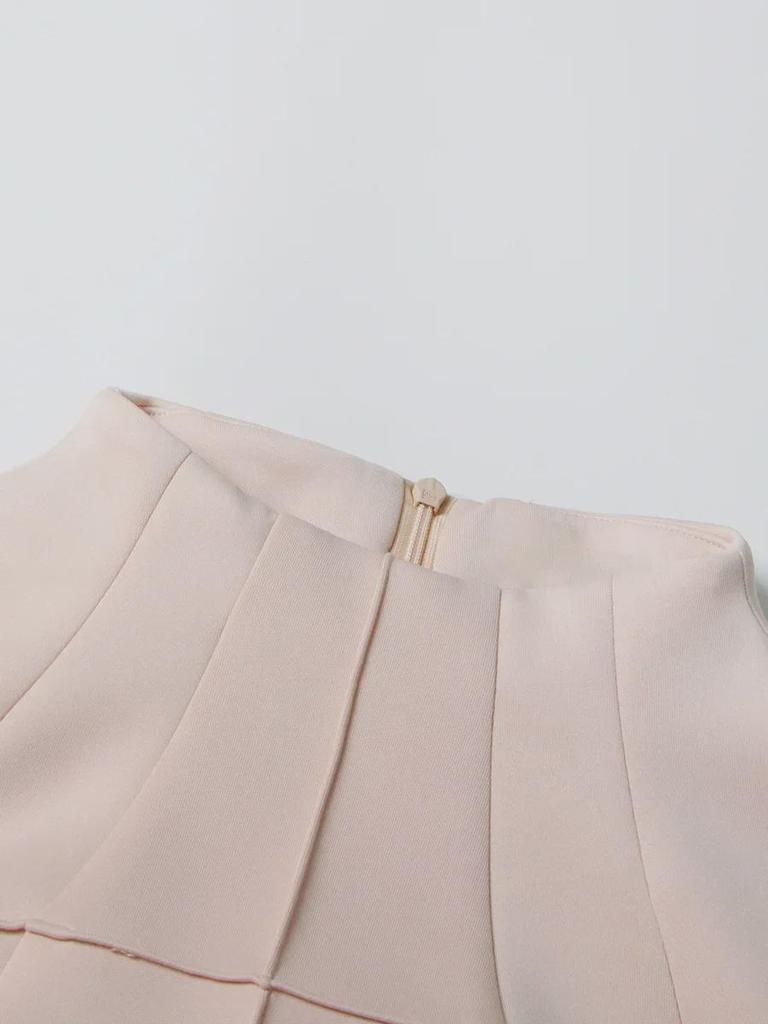 2025 Spring French Style Sleeveless Contrast Stitch Pleated Dress