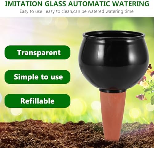 BTBHIHO 500ml Self-Watering Globes, 4-Pack Automatic Plant Watering Bulbs, ABS Drip Irrigation Spikes for Indoor Outdoor Potted Plants, Black