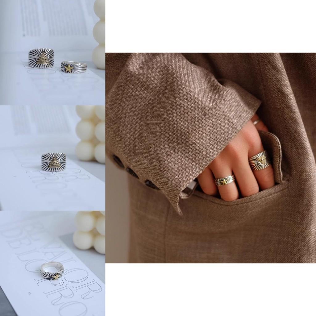 Fashionable Copper Geometric Ring Starburst Design Vintage Style Adjustable For Women