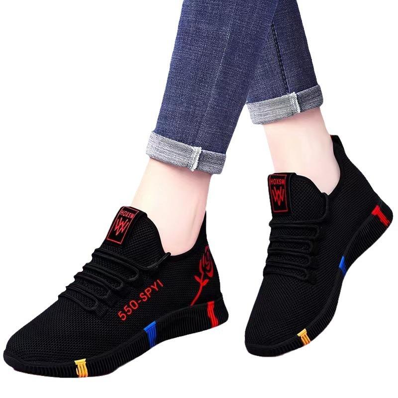 Spring and Autumn Cloth Shoes Women's Walking Shoes Soft Sole Mom Sneakers Breathable Mesh Shoes Fashion Casual Shoes