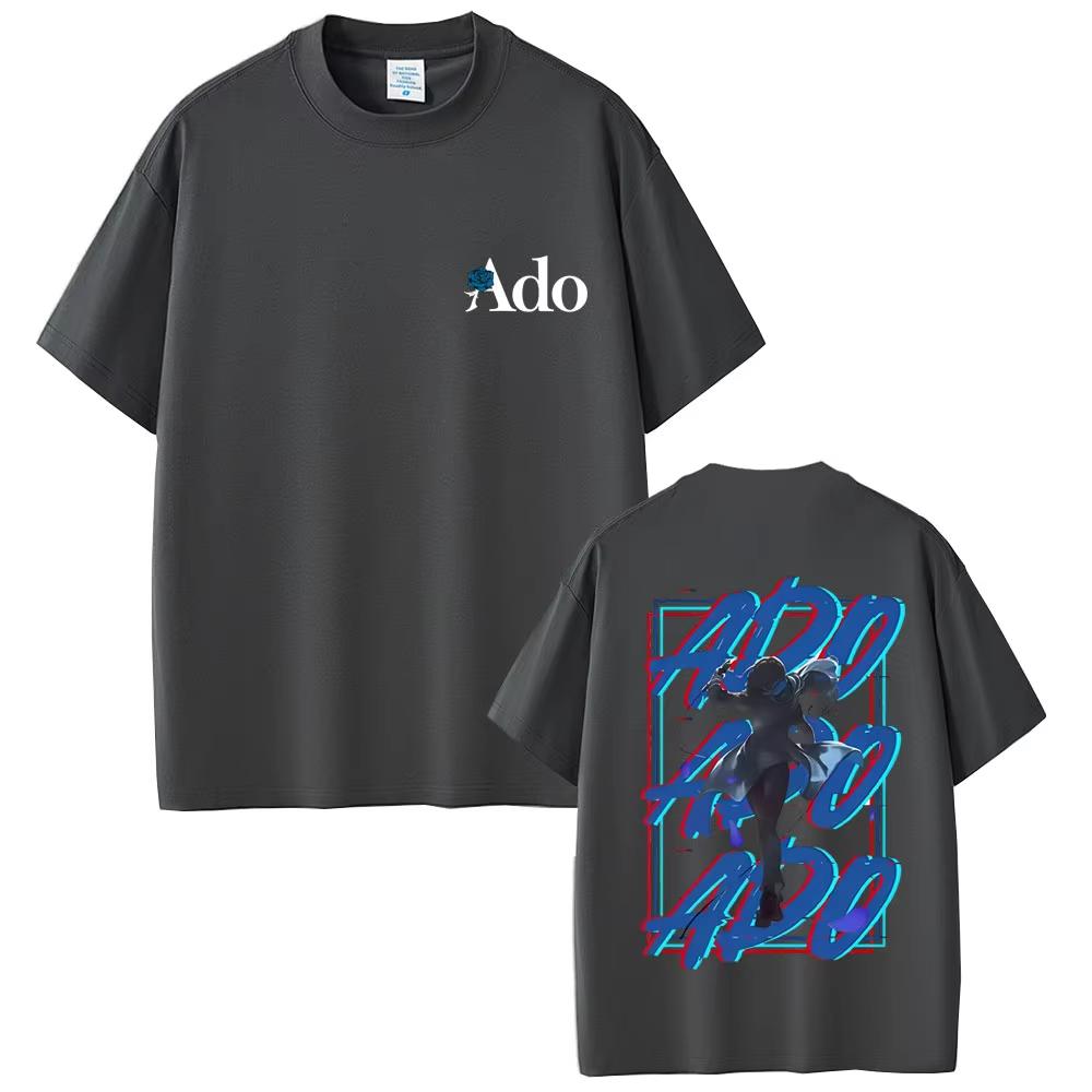 Ado 2026 Spring summer Fashion  Tshirt Men Women pure cotton Print TShirt Y2k Japanese Style Short Sleeve Top Streetwear Unisex