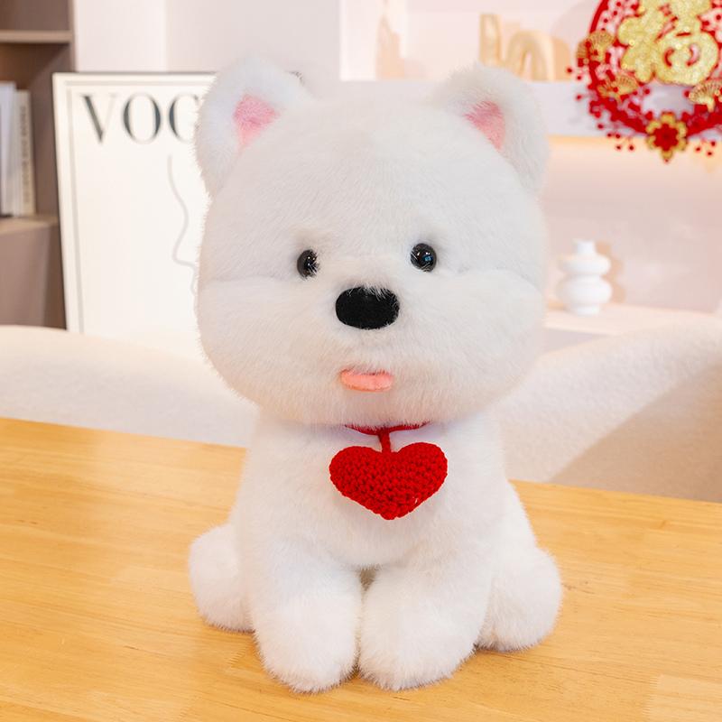 25-45cm Hot Fluffy Hair West Highland Dog With Love Heart Plush Toys Soft Stuffed Cartoon Puppy Dolls for Kids Gifts Home Decor