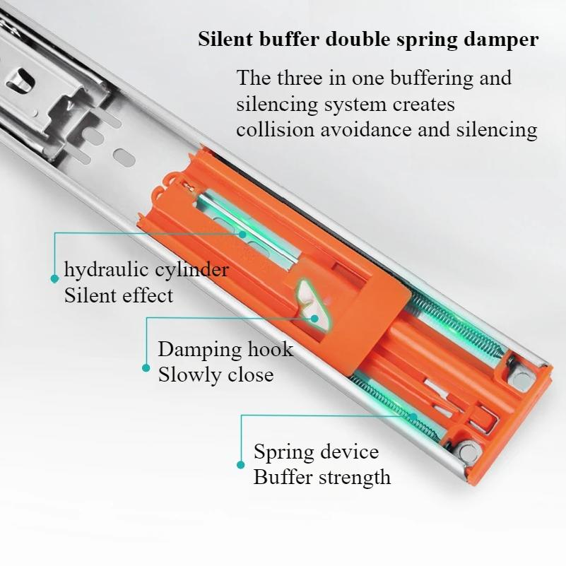 Stainless Steel Drawer Slides Soft Close Drawer Track Rail Sliding Three-Section Cabinet Slides Furniture Hardware