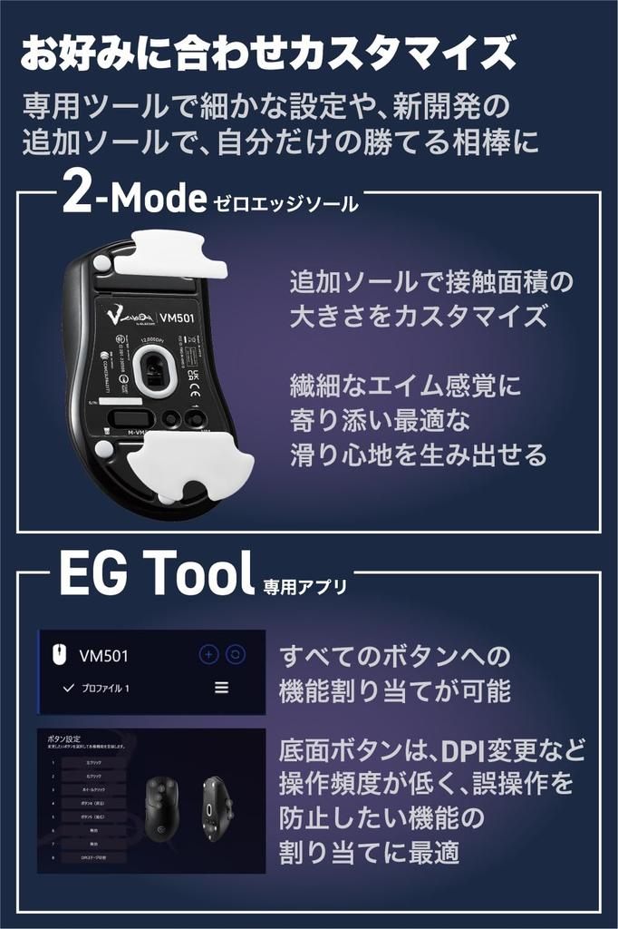 ELECOM Gaming Mouse V Custom Wireless Wired Compatible 8 Buttons Rechargeable M Size 12000DPI 300IPS 35G Specialized for Gripping and Covering Holding