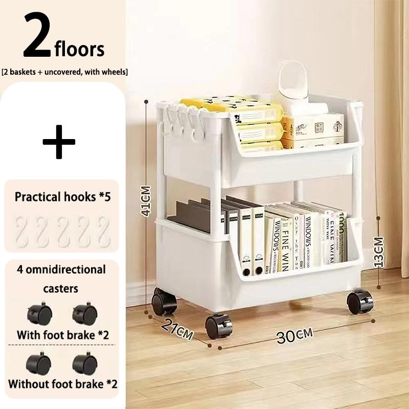 

Кухонный органайзер Стеллаж для хранения Мобильная тележка для закусок и игрушек Настольная полка для книг Колеса 2 Layers