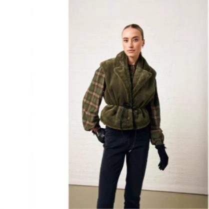 New European and American women's clothing casual solid color fur vest cardigan jacket lapel short artificial fur X