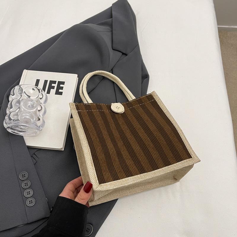 Lunch Box Bento Bag Women'S Fashion Vertical Striped Tote Bag Women Go To Work To Carry Rice Hand Bag