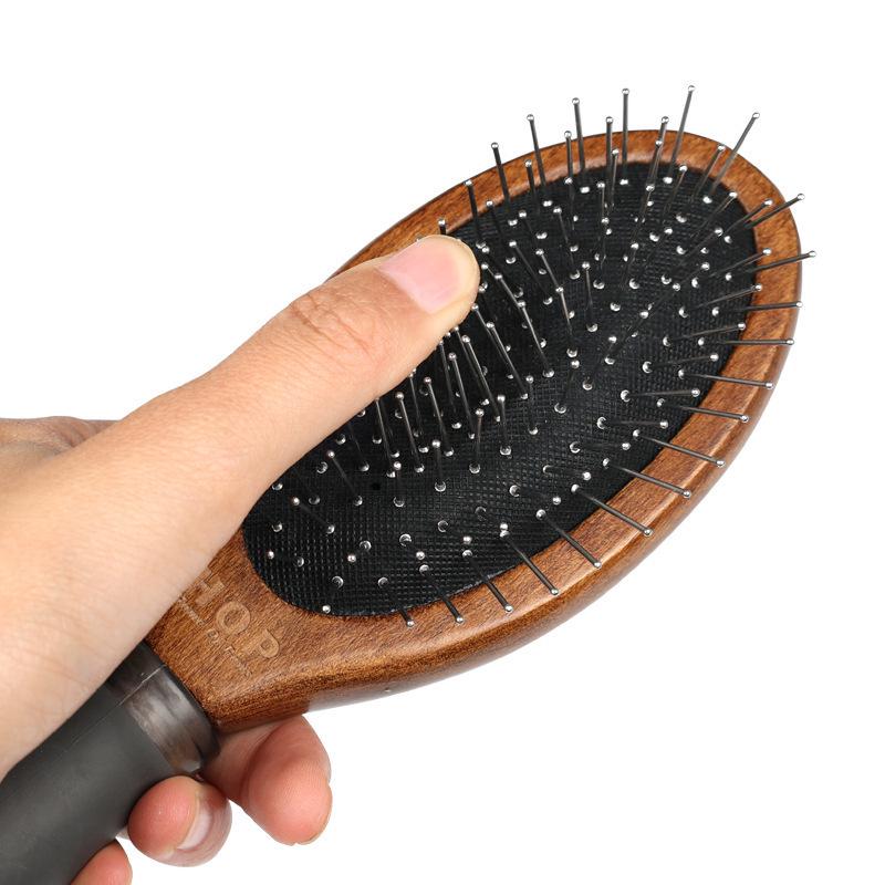 Double-Sided Pet Brush: Antique Boar Bristle & Steel Pin Comb for Dogs.