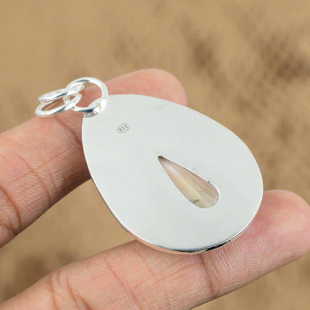 Natural Scolecite Gemstone Indian Jewelry 925 Sterling Silver Pendant For Girls