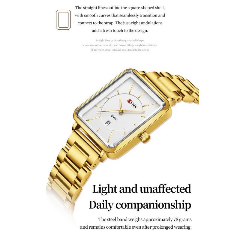 Women's Retro Square Watch Simple Three Needle Waterproof Calendar Display Light Luxury Elegant Quartz Watch