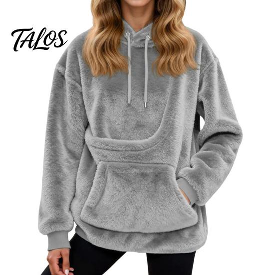 Siksnas kapuces džemperis sievietēm ar kabatu