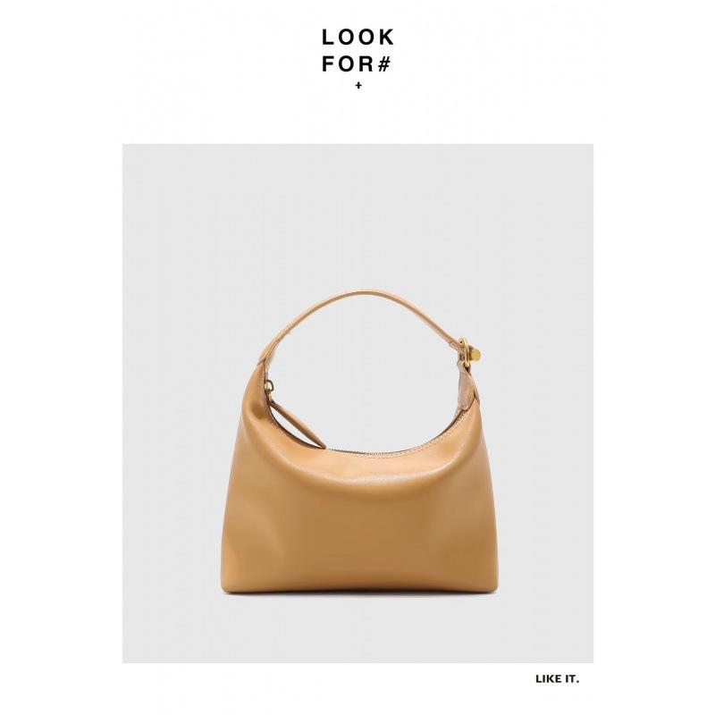 Niche handbag cowhide women's high-end leather underarm bag, simple commuter handbag, shoulder crossbody lunch box bag