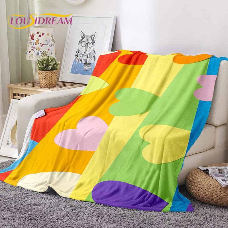 Rainbow Colour Illusion Cartoon Soft Flannel Blankets,Throw Blanket Comfortable Blanket for Picnic Beds Sofa Home Bedroom Gifts