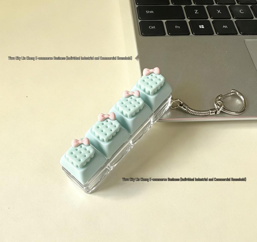Cute Sticker DIY Button Squeeze Toy Keychain - Stress Relief Pendant