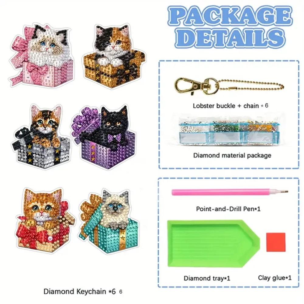DIY Diamond Painting Keychains Per Set - Animal Theme, Suitable for Beginners, Diamond Kit Craft Supplies, Exquisite Gifts for Friends