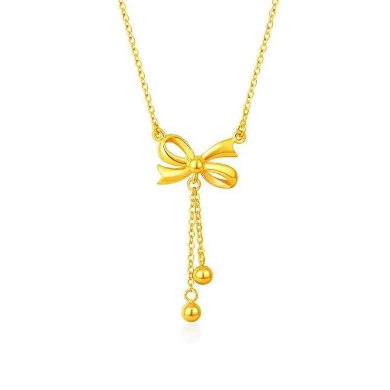 Bow tassel necklace female niche design high-end pendant simple versatile temperament collarbone chain for girlfriend
