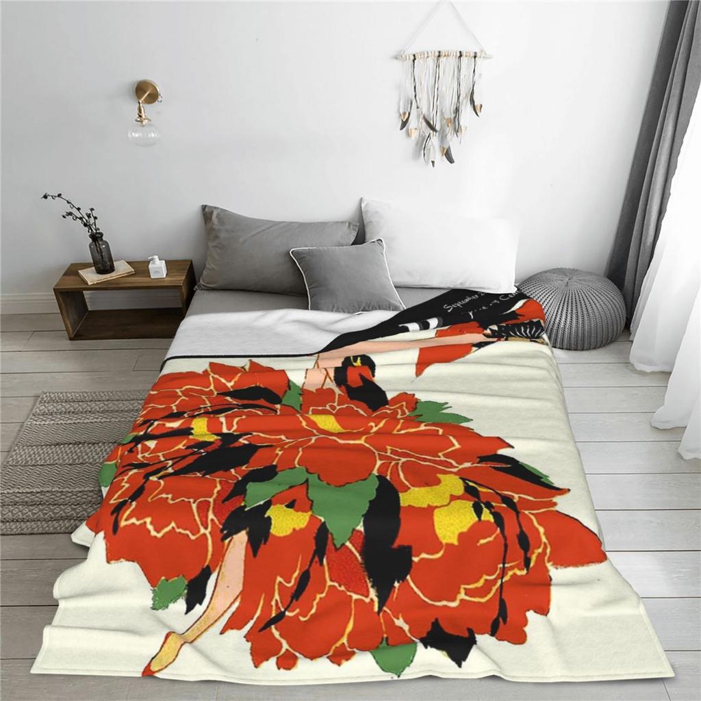 Art Deco Flapper Postcard Fashion Print Blanket Soft Warm Flannel Throw Blanket Bedspread for Bed Living Room Picnic Home Couch