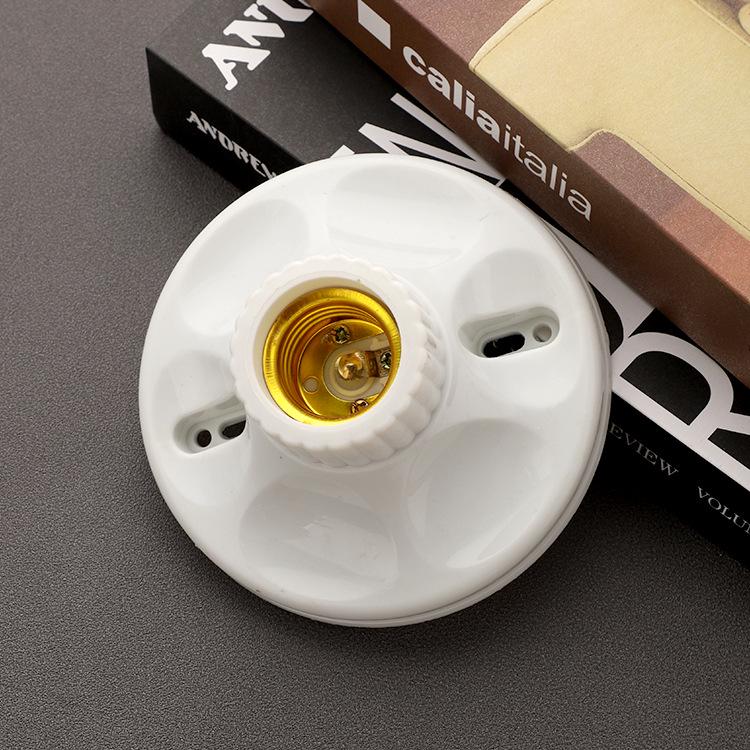 Ceiling-Mount E27 Ceramic Flat Lamp Holder with Screw Base