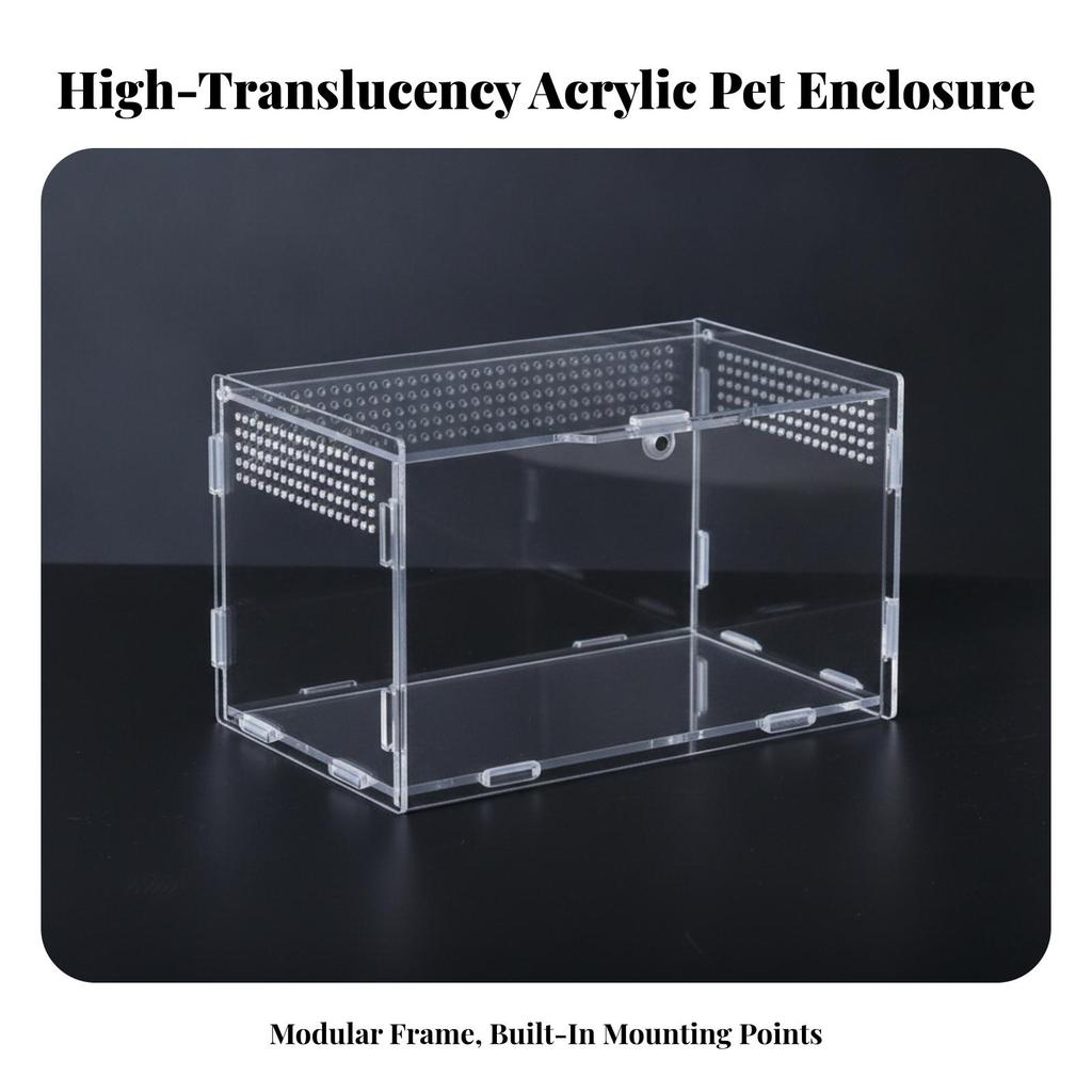 Transparent Acrylic Display Box with Assembled Panels Clear Reptile
