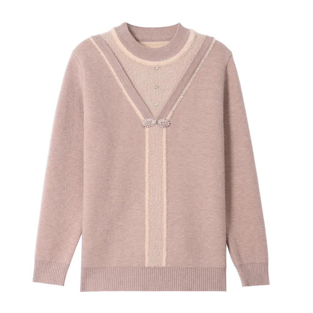 New Fashion Winter Knitwear for Moms - Stylish Plus Velvet Sweater for Middle-Aged and Elderly Women