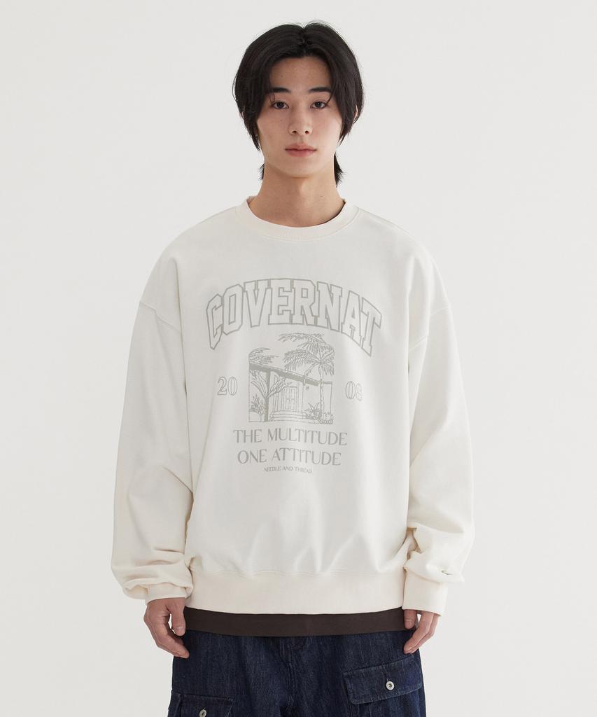 COVERNAT Palm Tree Graphic Sweatshirt Ivory